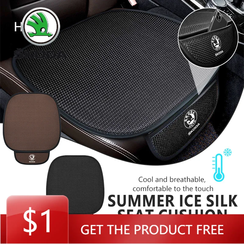 

Car Sticker For Skoda Car Non-slip Seat Cushion Storage Ice Silk Cushion Auto Accessories Kamiq Karoq Octavia 2 3 Rapid Scala Ka