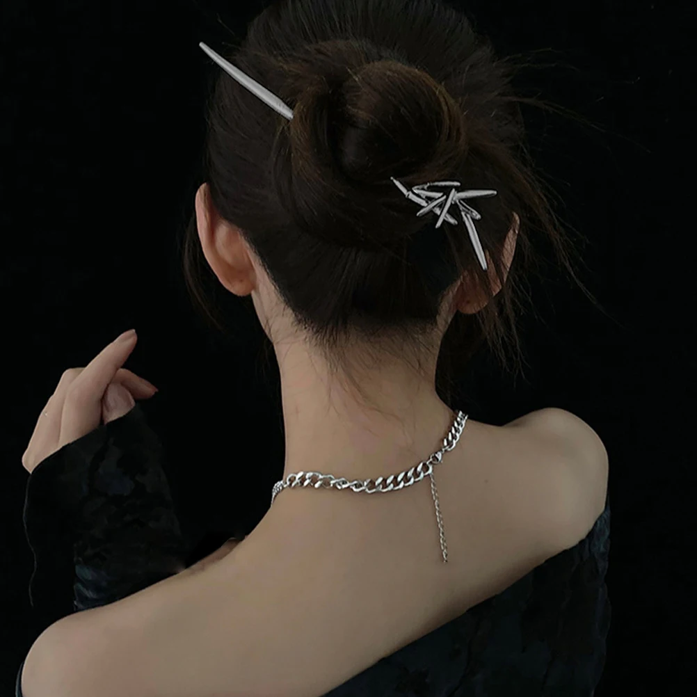 2 Pcs Temperament Metal Hairpin Women's Accessories for Vintage Zinc Alloy Styling Stick
