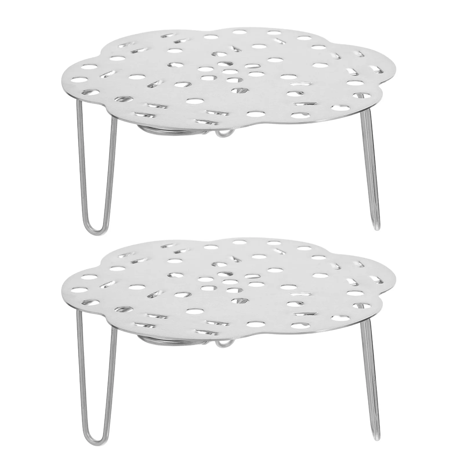 2Pcs Stainless Steel Steaming Rack Expandable Adjustable Steamer Basket for Pots Pressure Cookers Air Fryers Multi-Purpose