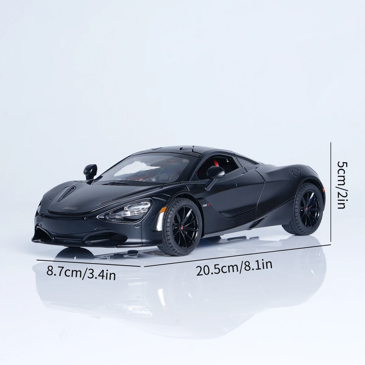 1:24 Black Alloy Supercar Model,Halloween/Christmas Gift,With Sound&Light,Pull Back,Butterfly Door+Front Cover Openable,Four Wheel Suspension