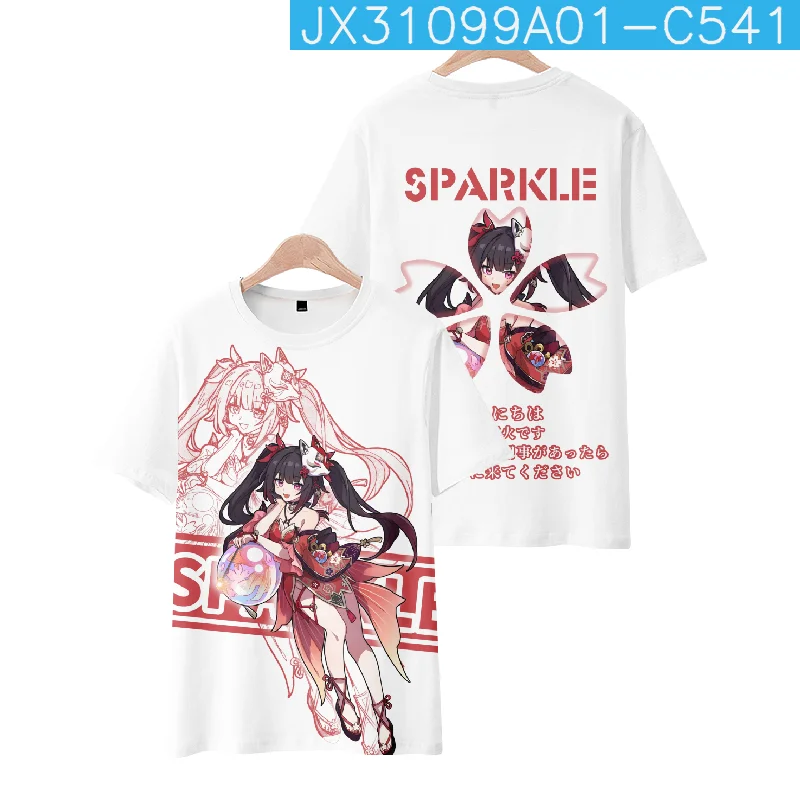 Honkai: Star Rail Sparkle  Cosplay T-Shirt Sparkle   Unisex 3D Printed Polyester Short Sleeve Tops Fashion Tee Shirt