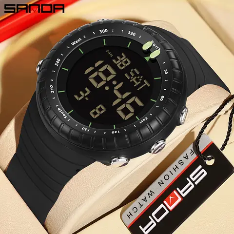 SANDA 6184 Luxury Electronic Watch for Men Alarm Clock Waterproof LED Digital Shockproof Sport Wristwatches Mens Reloj Hombre