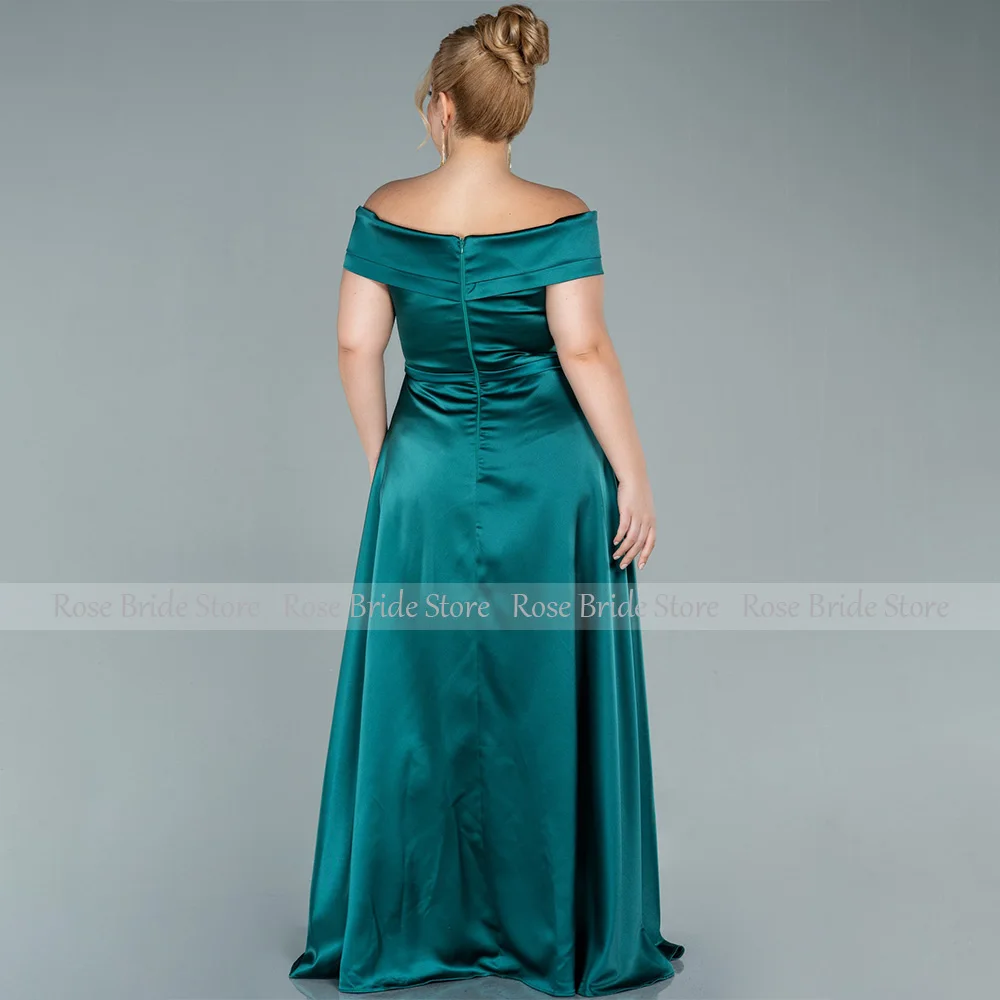 Plus Size Evening Dress Emerald Green Satin Off the Shoulder Mor of  Bride Dresses for Weddings A Line Simple  Gown