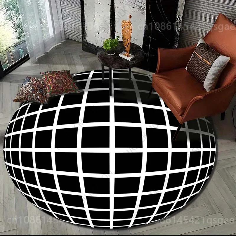 Multiple sizes Spherical grid pattern Print Round Carpet for Living Room Bedroom Sofa Table Floor Mat Area Rug Luxury Gift