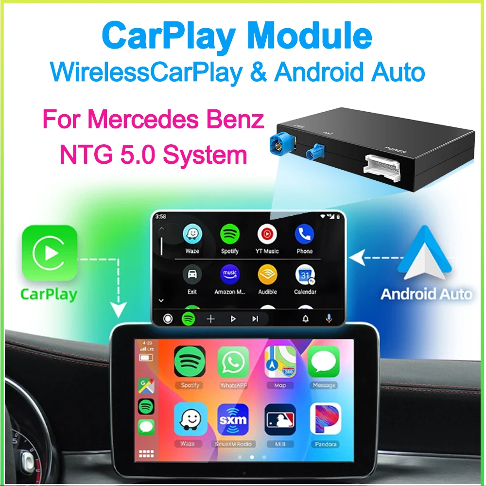 Wireless CarPlay For Mercedes Benz NTG 5.0 A CLA GLA W176 C-Class W205 GLC 2015-2018 with Android Auto Mirror Link AirPlay