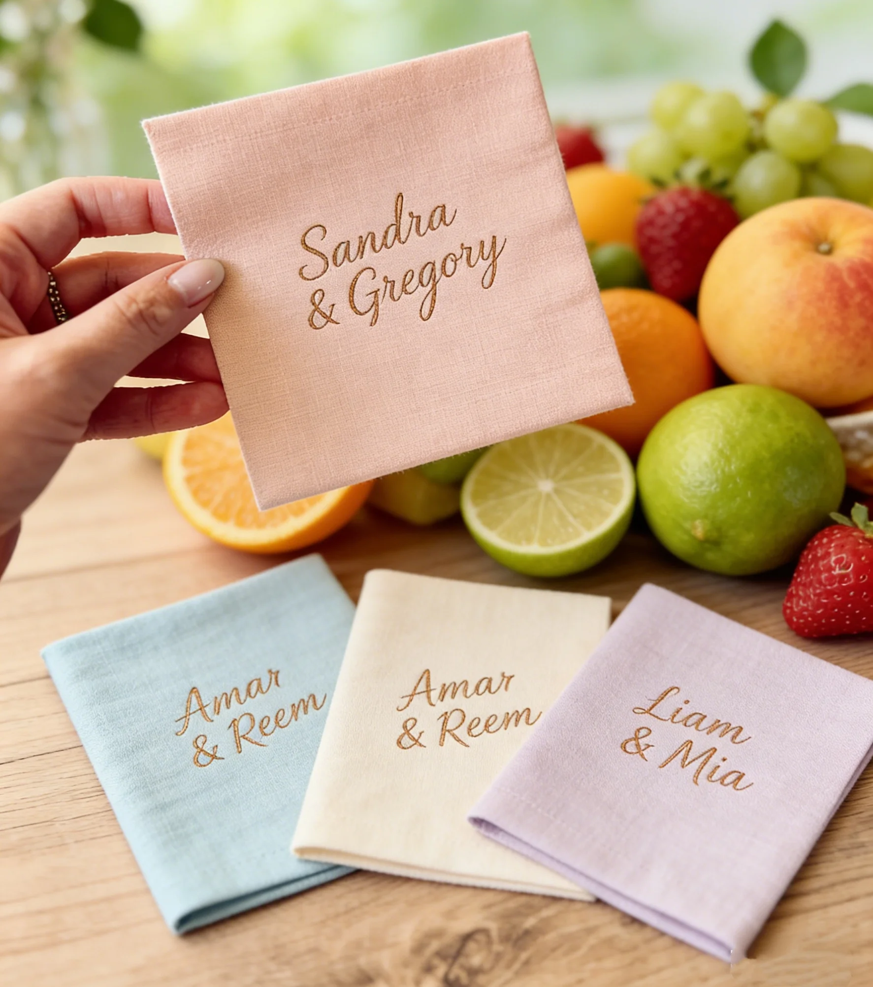 

50pcs Elegant Gold Foil Wedding Napkins, Soft Linen Feel Airlaid Napkins, Custom Personalized Disposable Napkins for Bridal Show