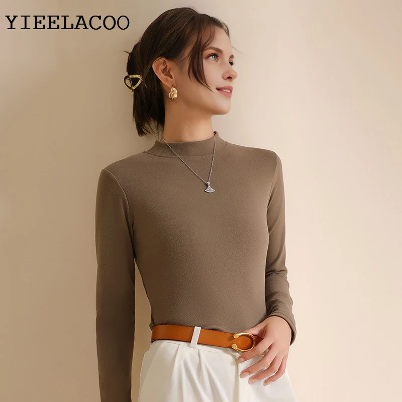 

Women's base shirt, half high neck, autumn/winter, long sleeved shirt, inner and outer tops, basic