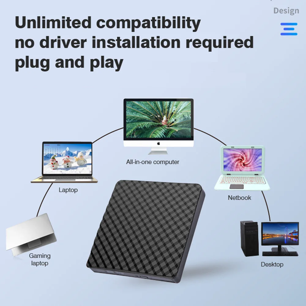 External DVD Drive for Laptop PC CD DVD Player USB 3.0/Type C Optical Drive CD Burner Compatible with Windows 7 8 10 Linux Mac