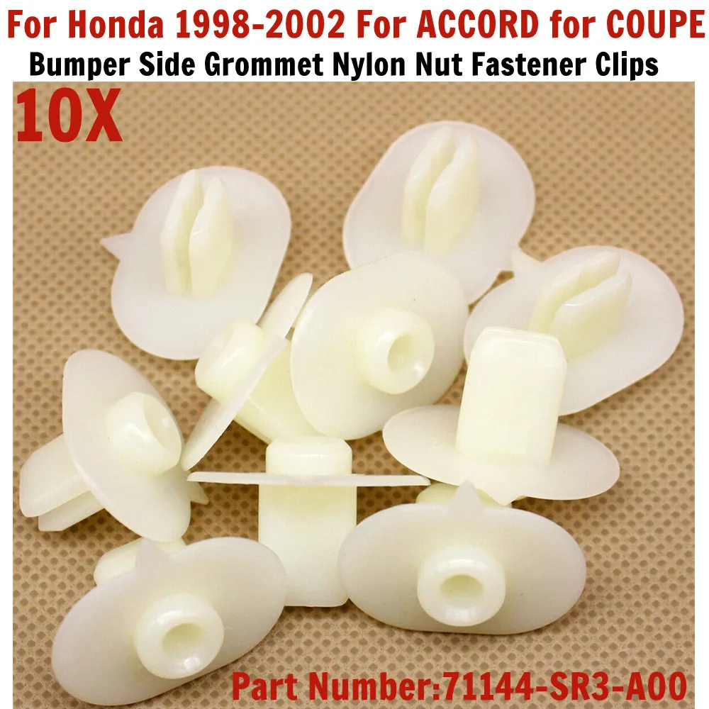 10pcs For Honda Bumper Side Grommet Nylon Nut Fastener Clips Useful 71144-SR3-A00 Durable Natural Nylon New Fastener Clips