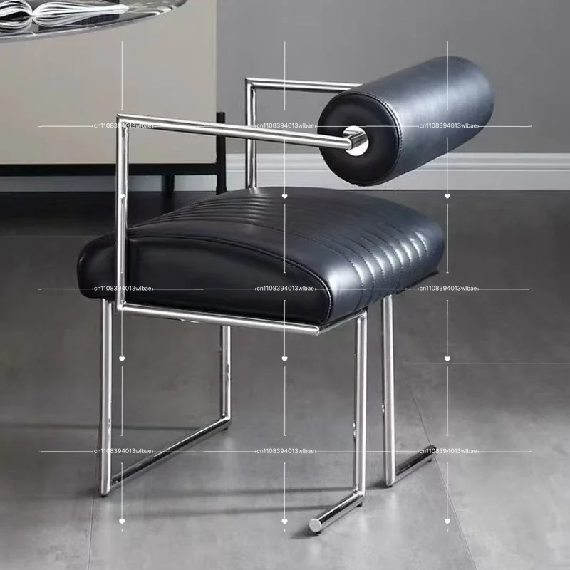 Modern Minimalist Stainless Steel Mid‑Century Accent Chair Creative Home Backrest Leisure Reading Chair