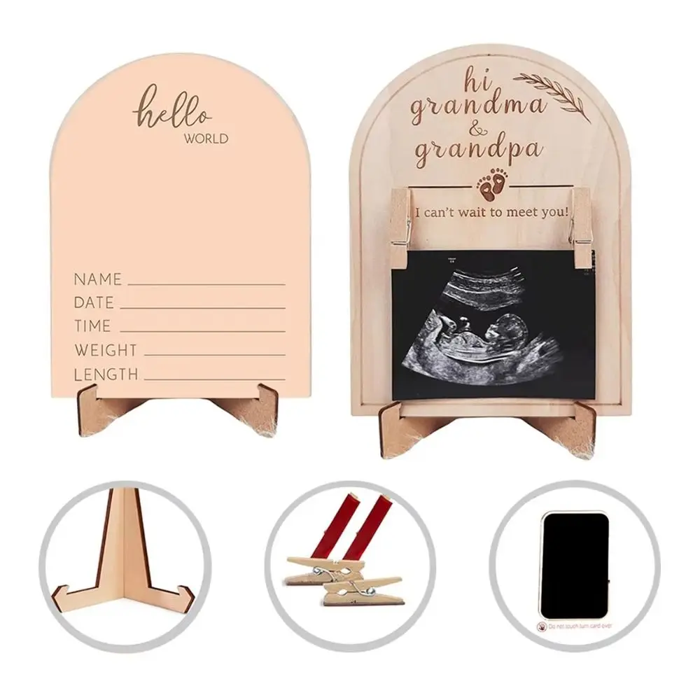 New Wooden Ultrasound Photo Frame Double-sided Durable Baby's Birth Ornament Fashion Footprint Makers