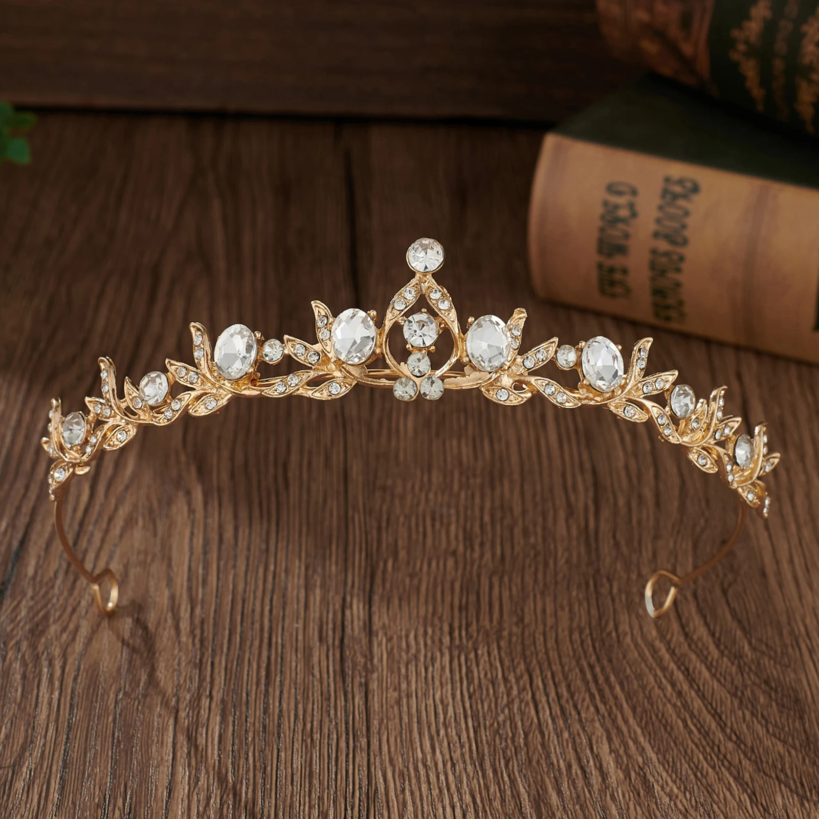 Simple Rhinestone Tiaras and Crowns Gold/Silver Color Alloy Headbands Women Birthday Party Hairbands Bride Wedding Hair Jewelry