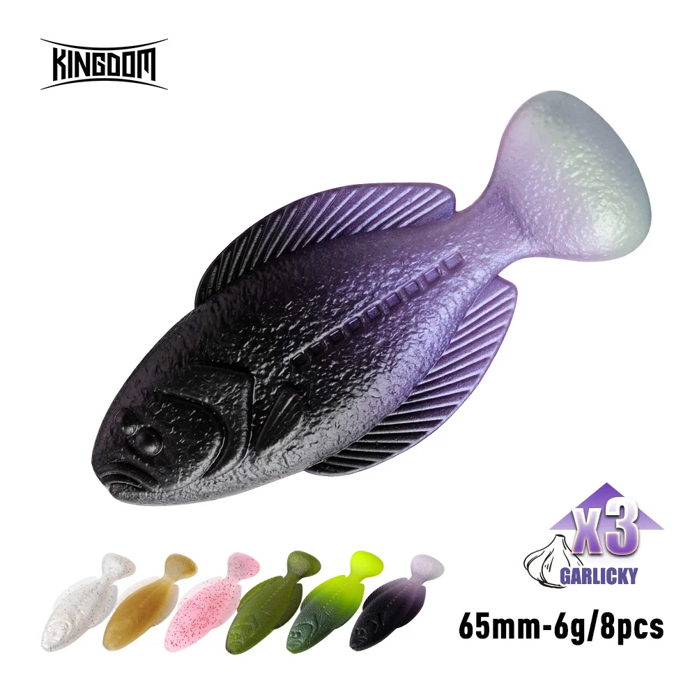 Isca Artificial Kingdom para Pesca de Robalo, 65mm 6g, Afundamento Lento, Isca Macia, 8un/pacote, TPE, Swimbait Artificial, VIB Macio para Pesca de Lúcio e Robalo