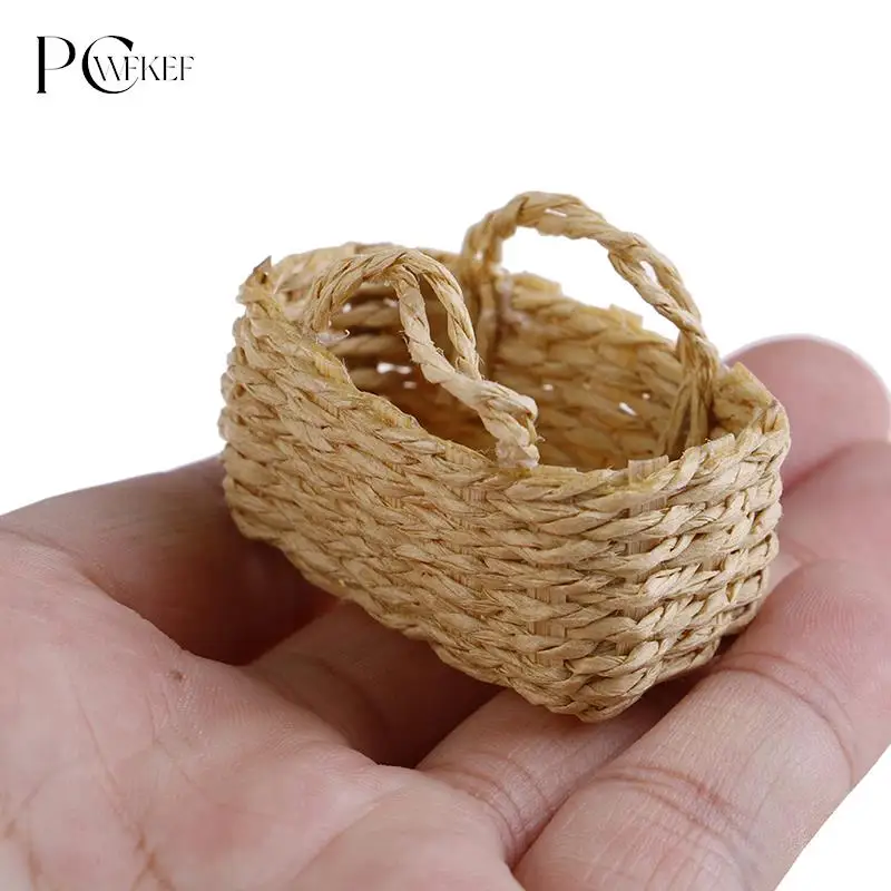 Mini 1/12 Cute Dollhouse Rattan Frame Hand-woven Vegetable Food Basket Dolls Miniature Decoration