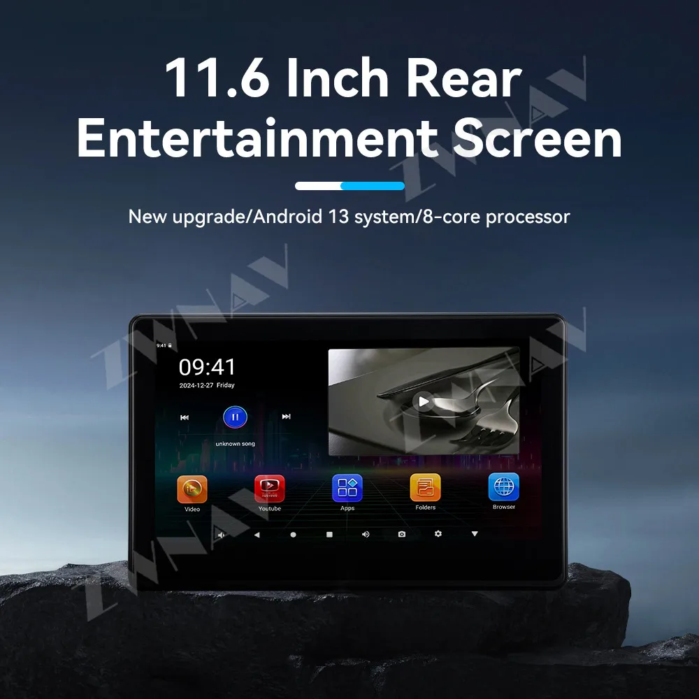 2025 Latest UI Style TV Rear Seat Entertainment Screen Universal WiFi Car Headrest Monitor Android Bluetooth Mirror Link