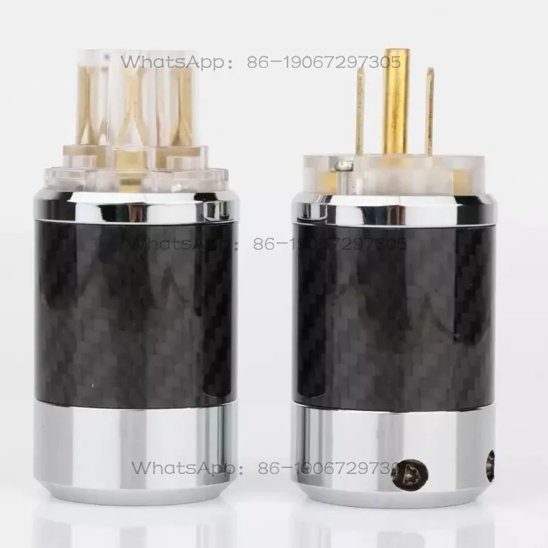 Carbon Fiber Gold-plated Power Head HFIF Fever Audio Power Amplifier Rhodium-plated European Standard Power Cord Plug Tail