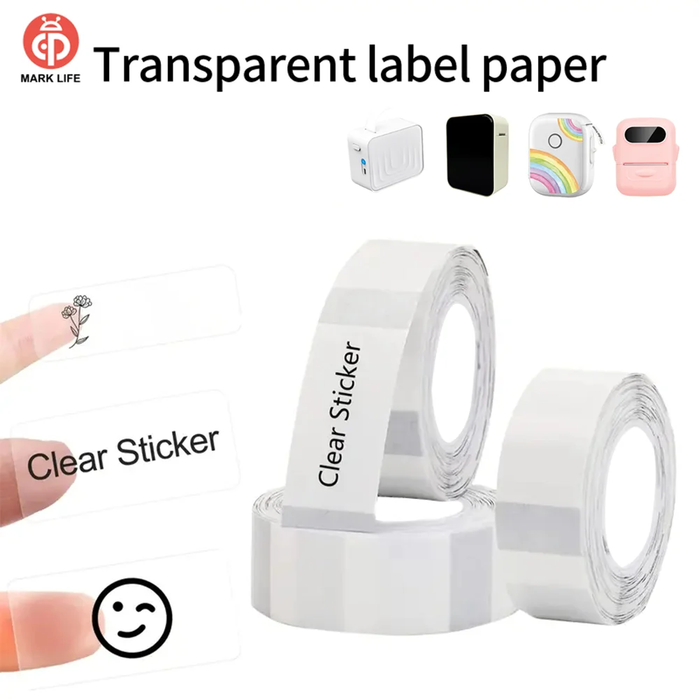 Marklife Thermal Printer Transparent Papers Sticker Thermal Adhesive Paper For P15 P12 M1 Portable Printer To Gift/Marking