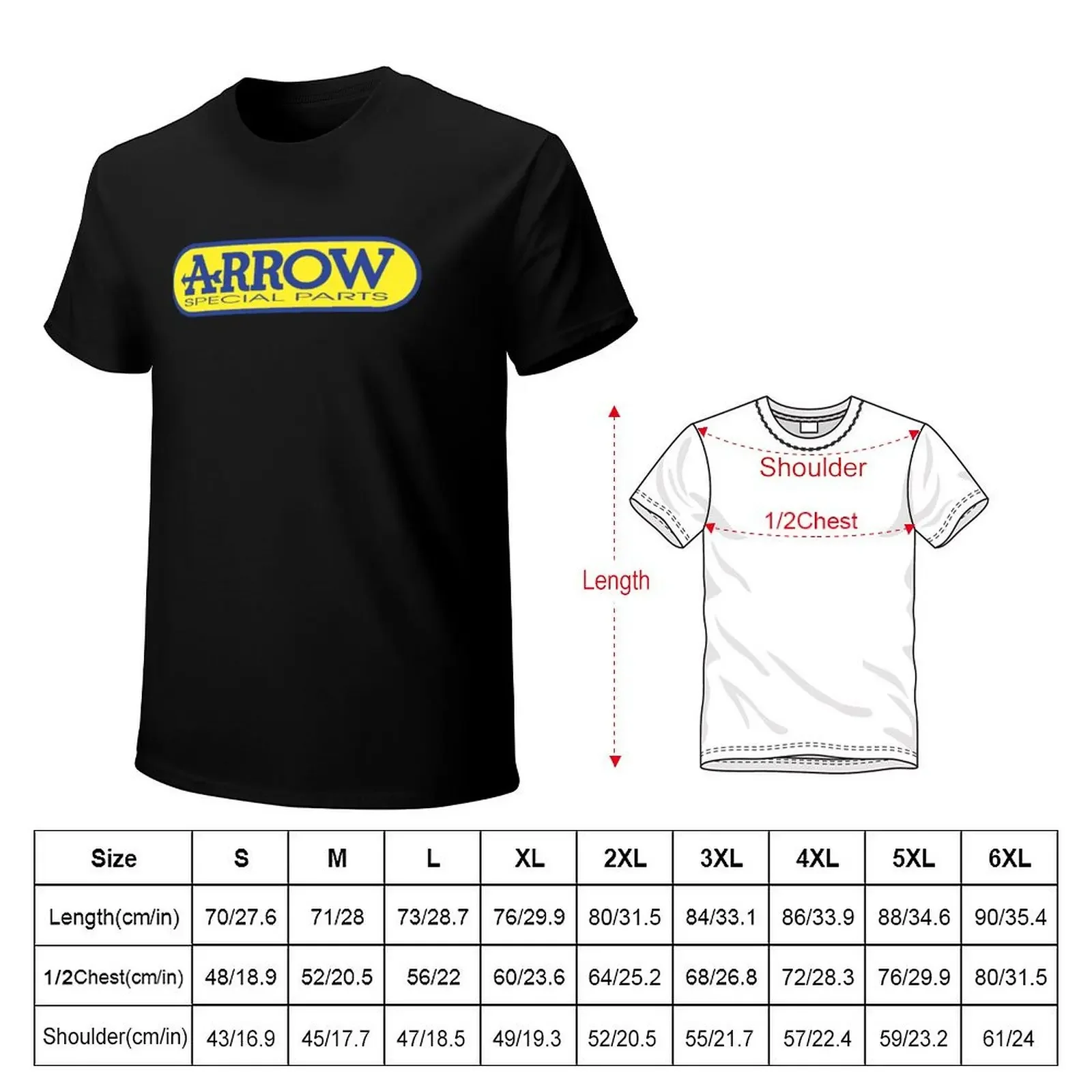 Arrow exhaust systems logo font T-Shirt graphics Short sleeve tee cotton t shirt men