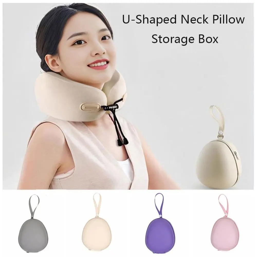 Portable EVA Memory Foam Neck Pillow Bag PU Colorful Cervical Support Pillow Box U-Shaped Neck Pillow Bag Travel Use