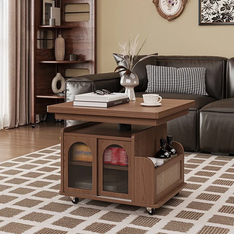 Lifting coffee table folding dining table dual-purpose tea table living room sofa side cabinet