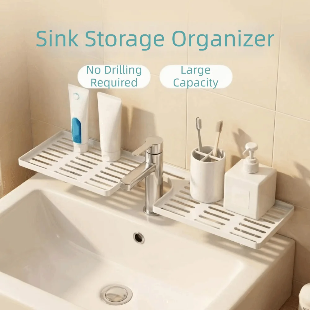 Universal Bathroom Storage Rack Water Drainage Mesh Kitchen Drainage Holder Non-punching Faucet Storage Shelf Household