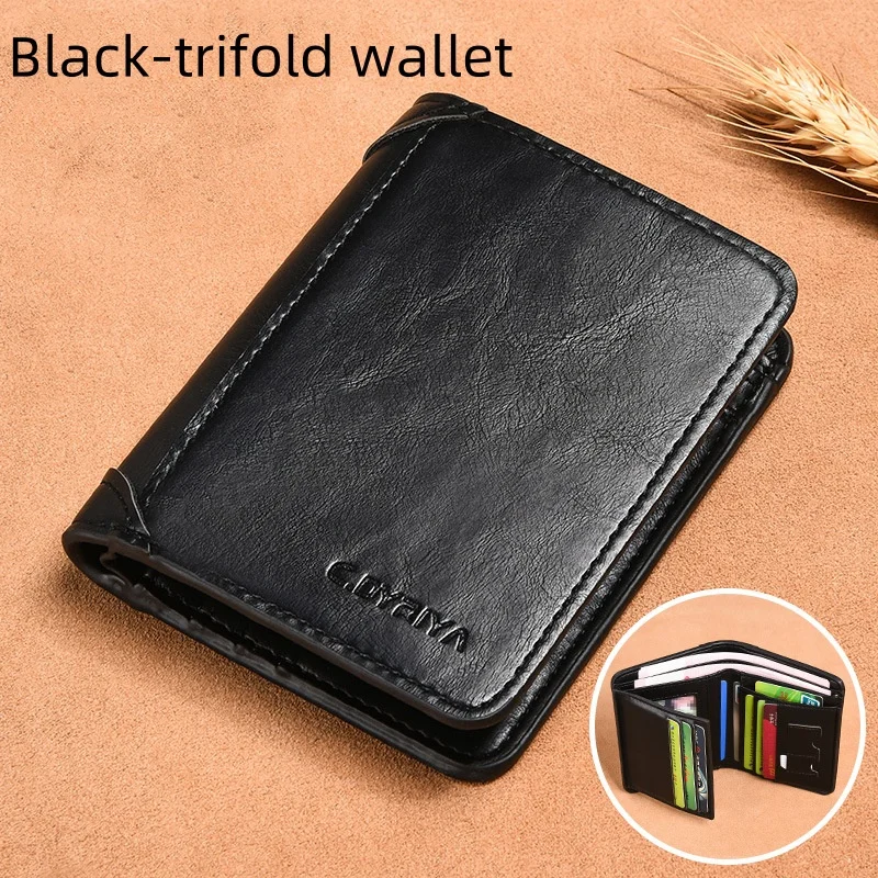 Portfel męski RFID Portfel męski z blokadą ze skóry PU Portfel męski z blokadą w stylu vintage Cienki, krótki, wielofunkcyjny portfel męski na karty kredytowe