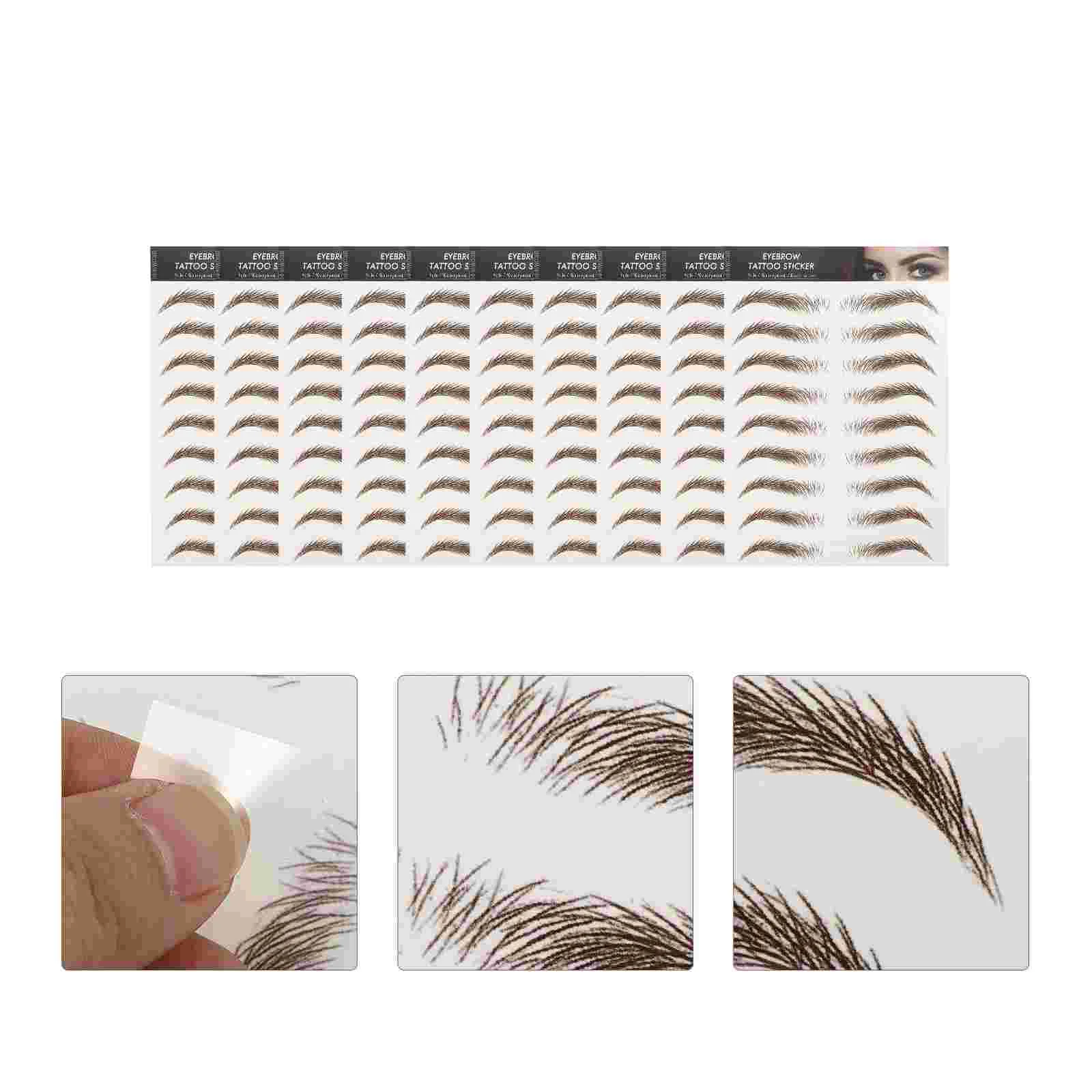 9 Sheets Waterproof Eyebrow Stickers Temporary Tattoos Trimming Tool Transfer 6D Hair-Like Eyebrows