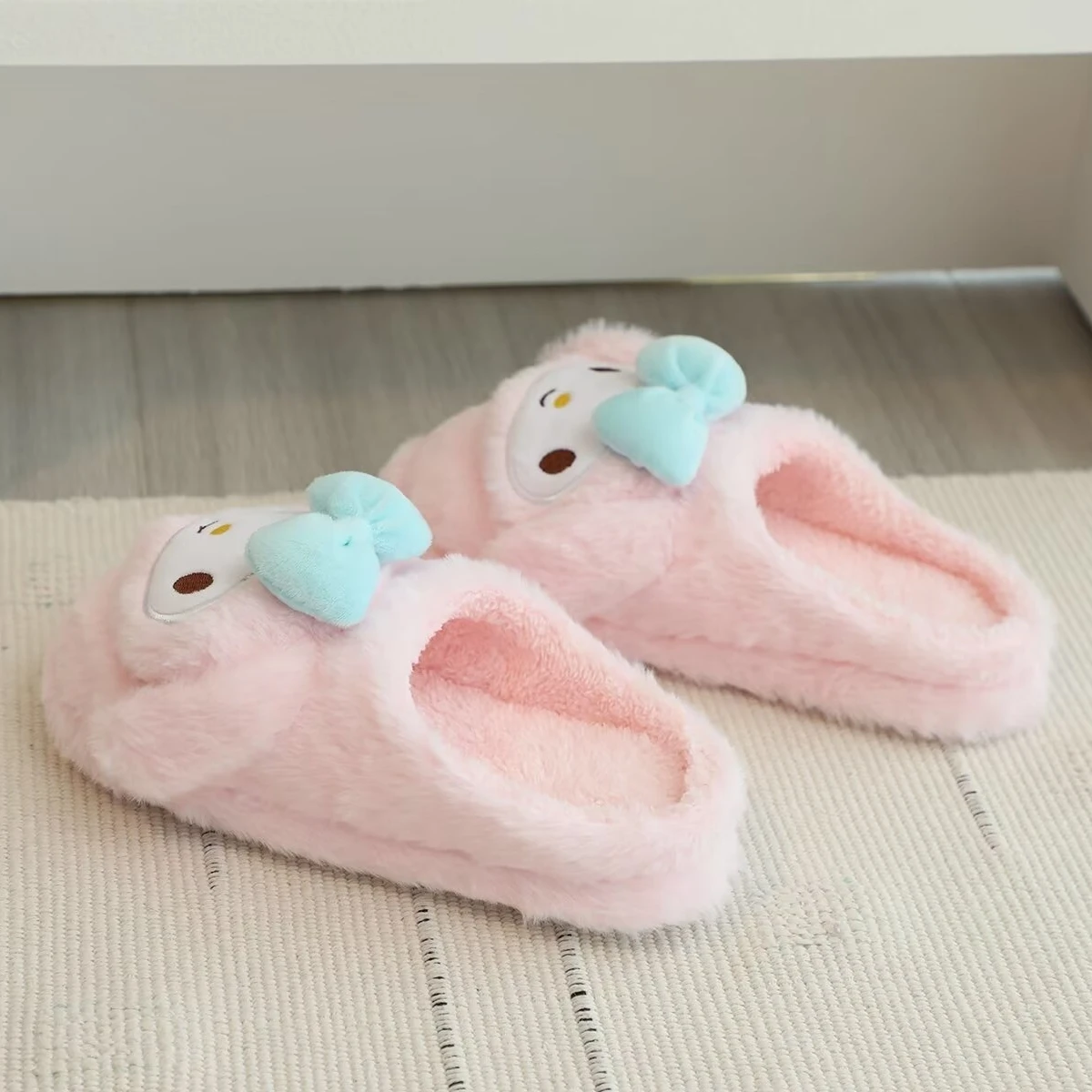 Lovely Pochacco Kuromi Indoor Cotton Shoes My Melody Cinnamoroll Warm Slippers Cartoon Japanese Style Slippers Flat Non-slip