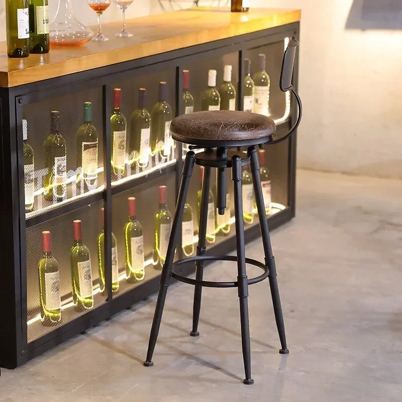 Tabouret de Bar Rotatif Moderne en Bois Massif Rétro, Chaises de Salle à Manger, Réception de Barbier, Mobilier de Bar Alto