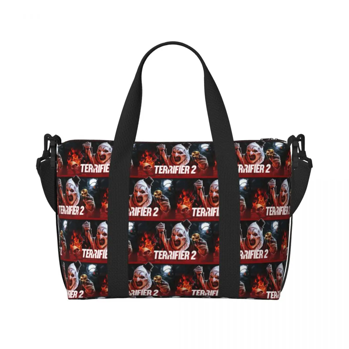 

Custom T-Terrifiers 3 Horror Movie Halloween Beach Tote Bag Women Extra Large Gym Carry On Travel Shopping Bags