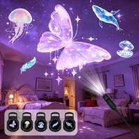 Creative Dreamy USB Projection Lamp,3/6/10pcs Patterns LED Projects Light Rose,Whale,Butterfly Atmosphere Light Festive Gift