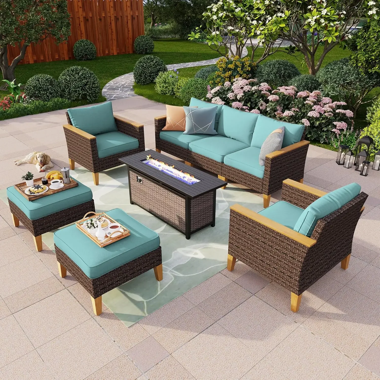 Outdoor Sectional Patio Conversation Set with 56