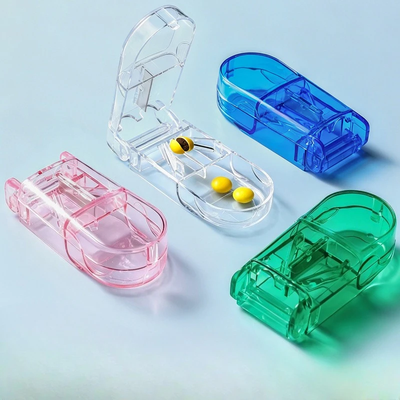 Transparent Plastic Cutting Box, Medicine Breaker Box, Medicine Cutter, Dispenser, Portable