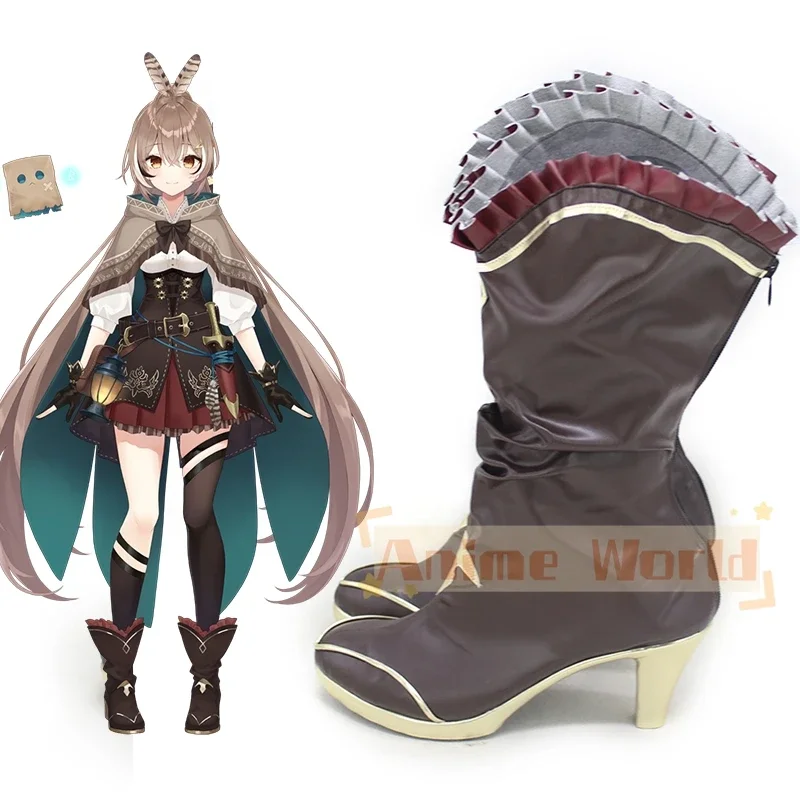 Hololive Virtual YouTuber Nanashi Mumei Scarpe marroni Stivali cosplay Stivali di carnevale di Halloween realizzati su misura