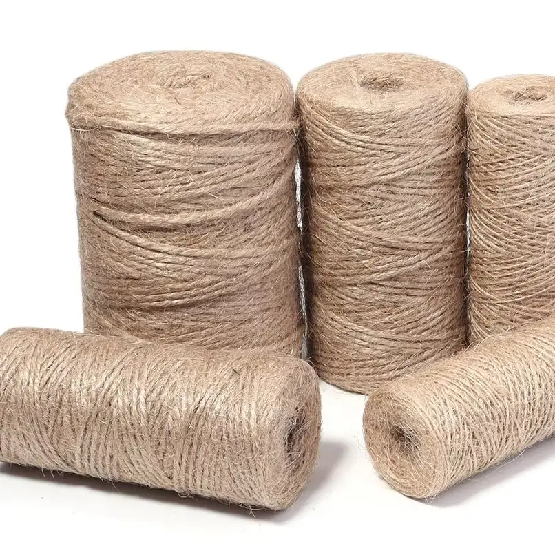 100M cuerda de yute Natural cinta DIY cordón de yute Vintage hilo de coser fiesta boda decoración del hogar embalaje de regalo ﻿