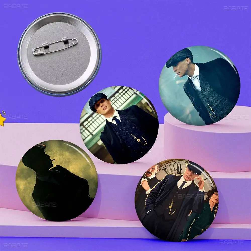Movie P-Peaky B-Blinders Cartoon Brooches Anime Badge Round Handmade Brooch Lapel Pins Jewelry for Backpack Clothes Gifts