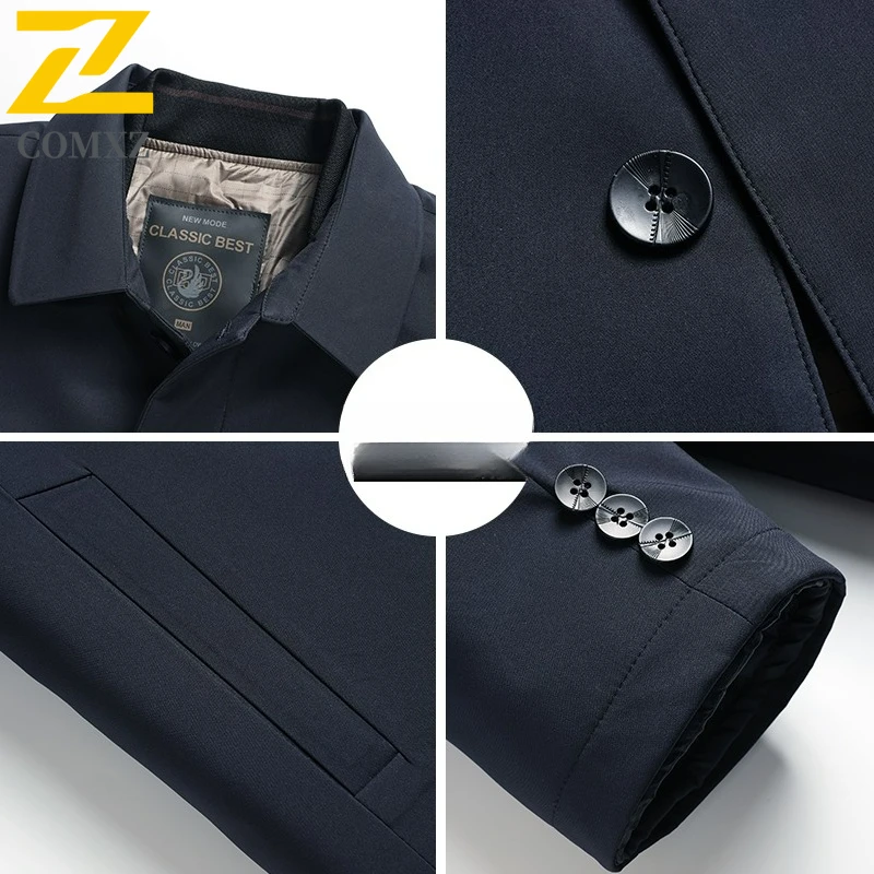 COMXZ Men Down Jacket Comfort Commute Office Cold Resistant Puffer Coat Premium Detachable Inner Layer Lightweight Winter Coat