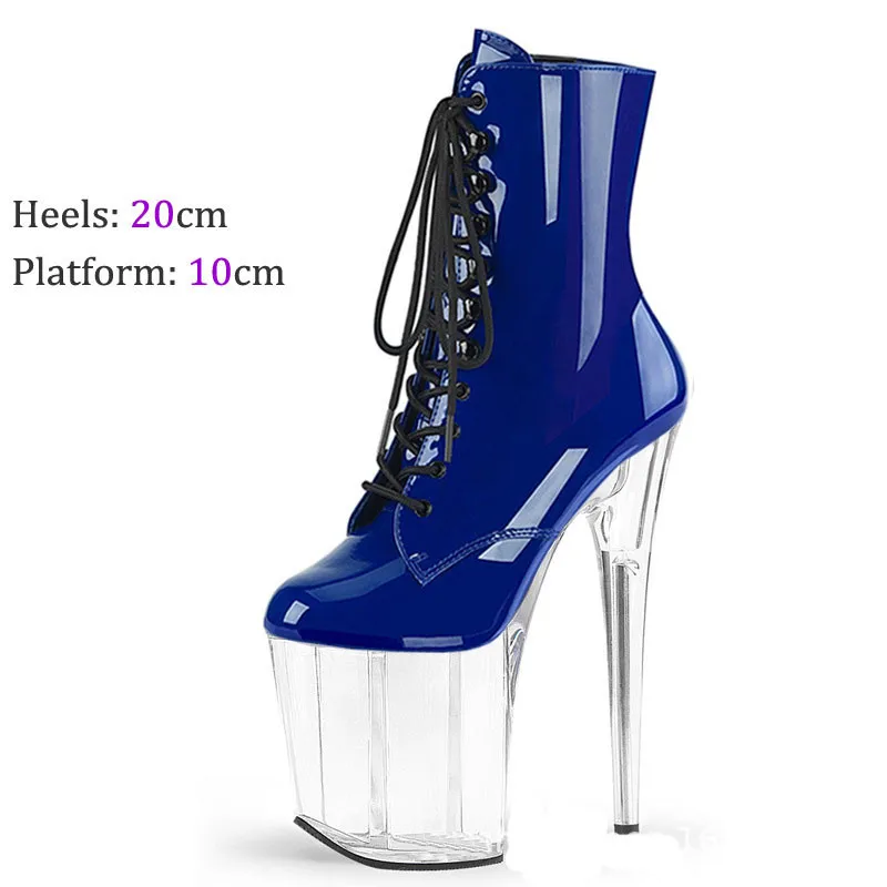 Pole Dancing sexy women\'s high heels, fashionable purple leather material, side zipper open, 20cm crystal women\'s boots