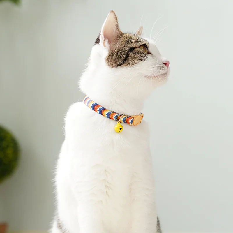 Cat Collar Colorful Flower Printed Pet Collar Adjustable Safety with Bell Ring Necklace for Cat Puppy Small Dog Pet Accessories