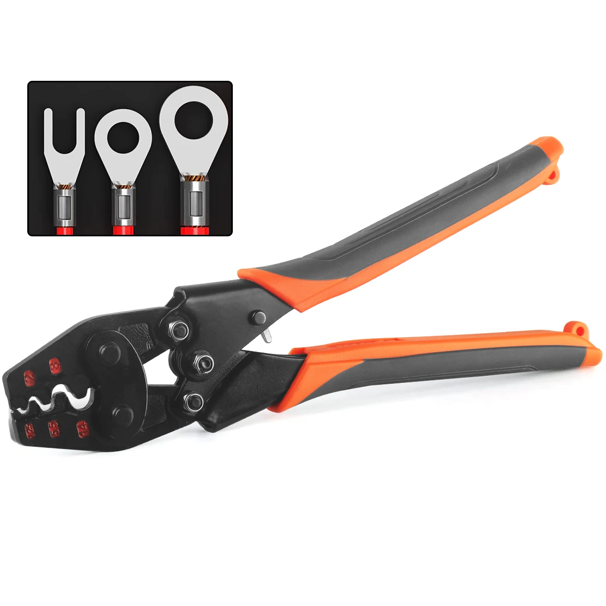 Non Insulated Terminal Crimper, AWG 22-6 Ratchet Wire Crimper Tool for Battery Cable Terminal, Copper Butt Connector