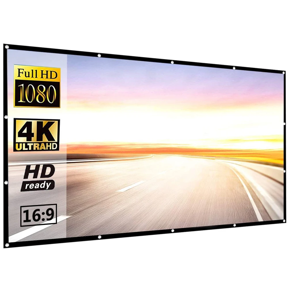 60/72/84/100/120 Zoll Einfacher Faltbarer Projektionsbildschirm 16:9 Outdoor Full HD 2K 4K Tragbarer Beamer-Leinwandvorhang