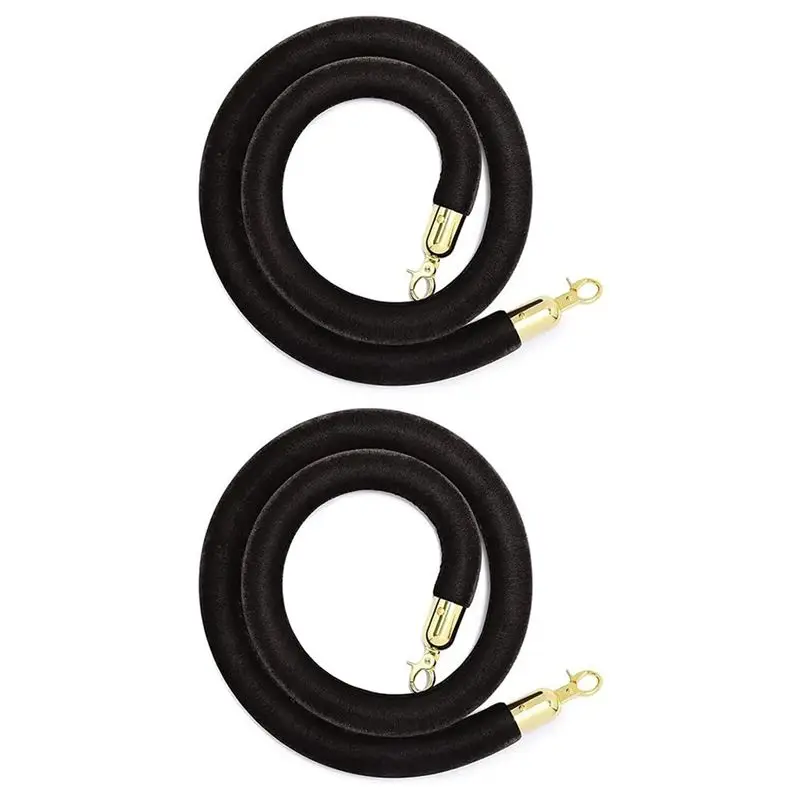 2 Pack Velvet Stanchion Rope With Gold Hooks, Crowd Control Rope Safety Barrier Red Carpet Decoration, 5 Feet-B51B