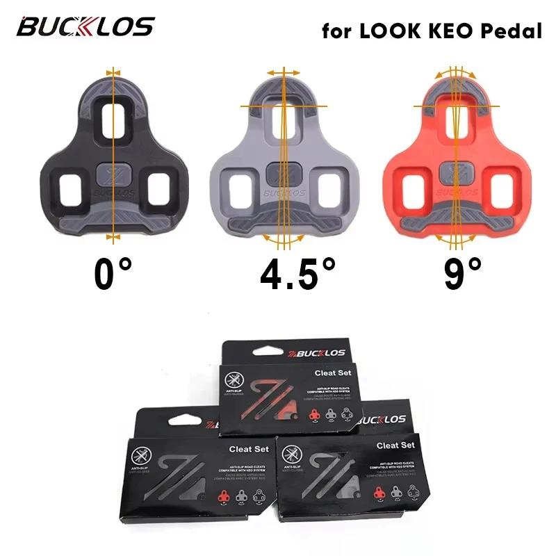 BUCKLOS-crampones de Pedal de bicicleta para LOOK KEO, tacos flotantes de 0/4, 5/9 grados, zapatos de ciclismo de carretera con bloqueo automático, tacos para KEO