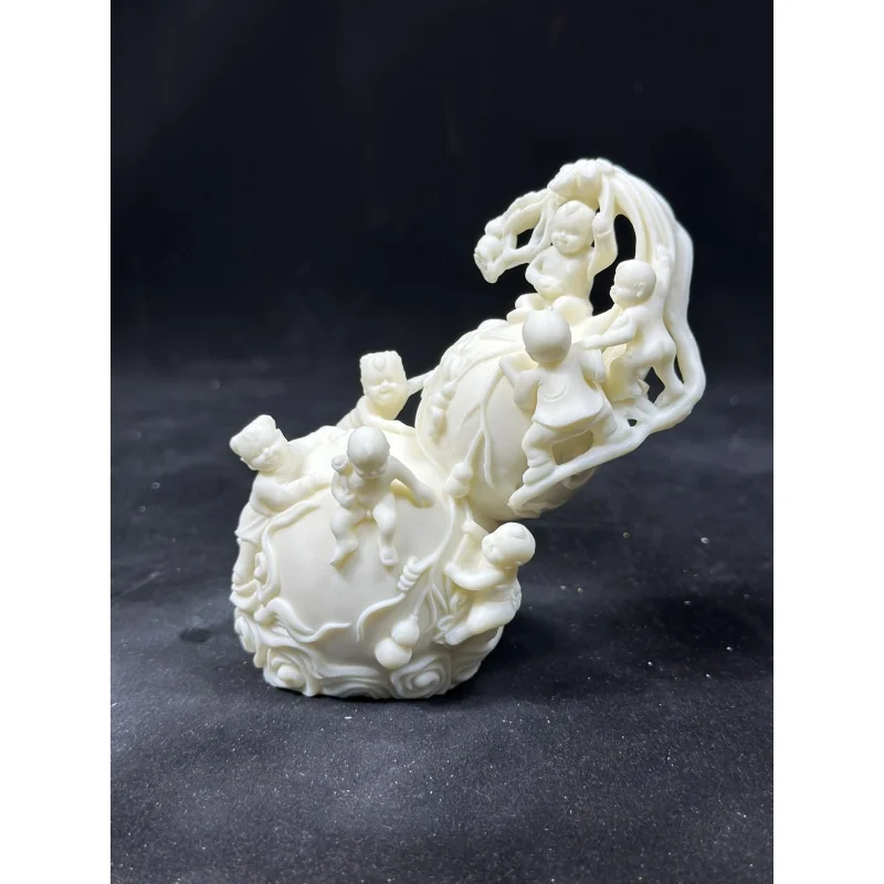 

Duozi Duofu Ivory Fruit Carving Carved Gourd Decoration Fu Lu Youyu Birthday Gifts Living Room Entrance Chinese Style Decoration