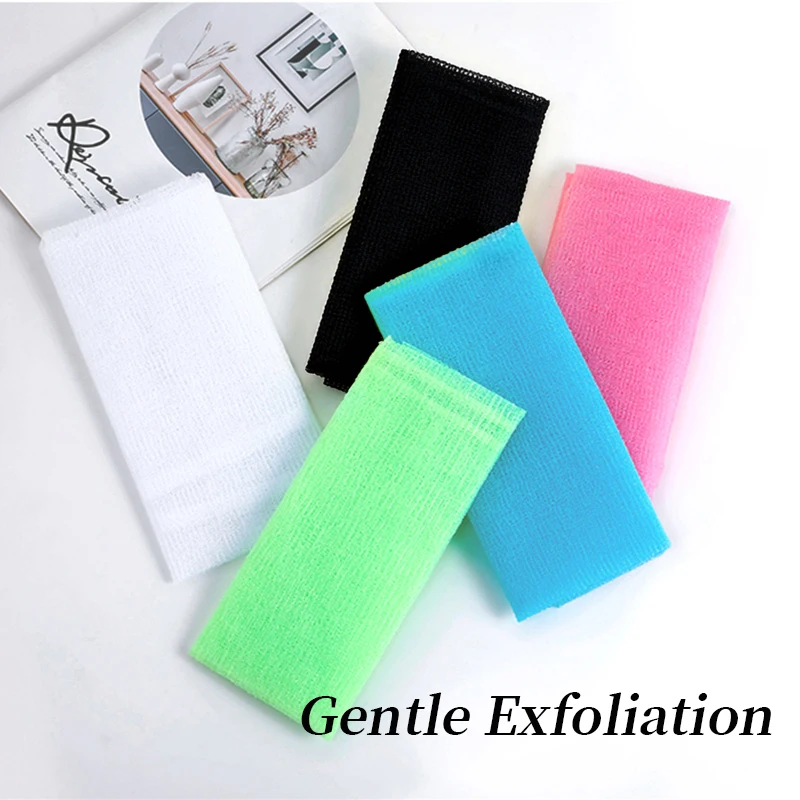 5 Pack Exfoliating Bath Towels Extra Long Soft Nylon Body Scrubber Towels No Rinse Shower Bathing