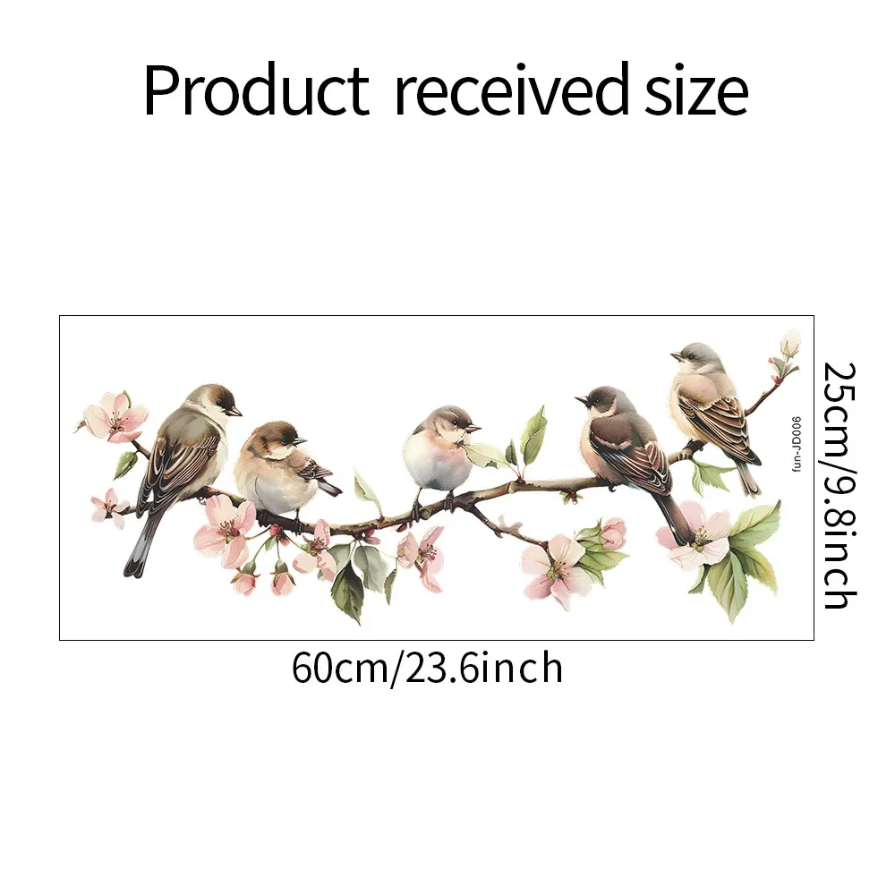 PVC Flower Window Clings Birds Tree Branch Glass Sticker Anti-Collision Decal For Bedroom Restroom Doors Decorative Films
