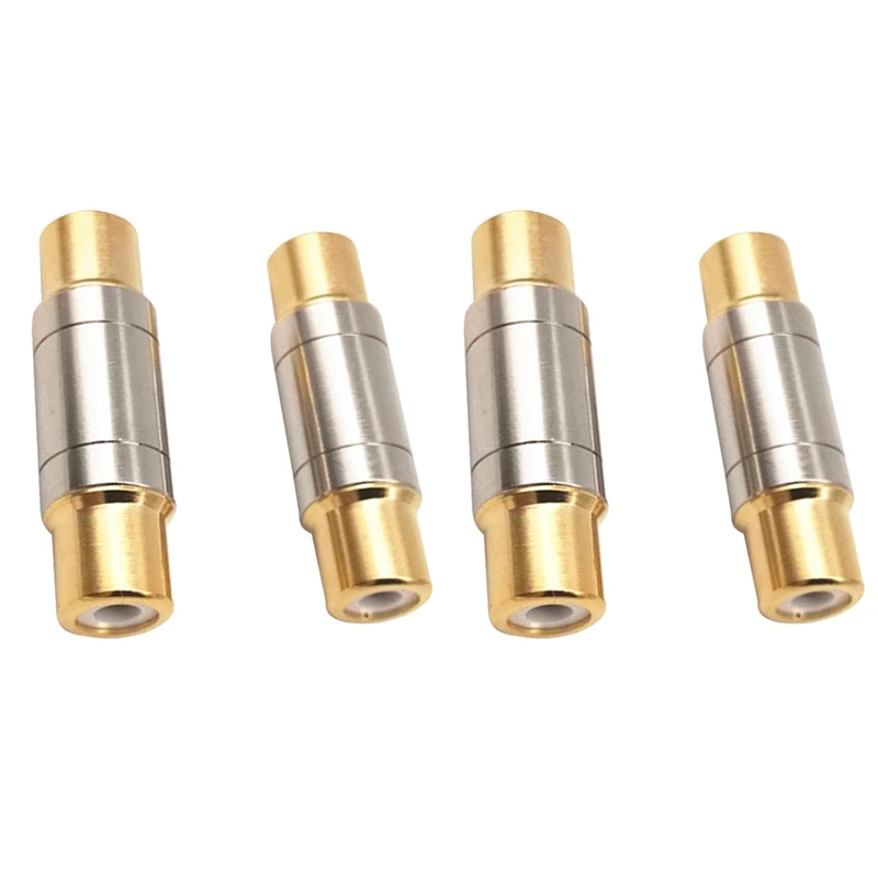 4Pcs Dual RCA Connectors Female To Female Jack Socket Plug Straight Adapter Gold Plated Speaker Cable Extender