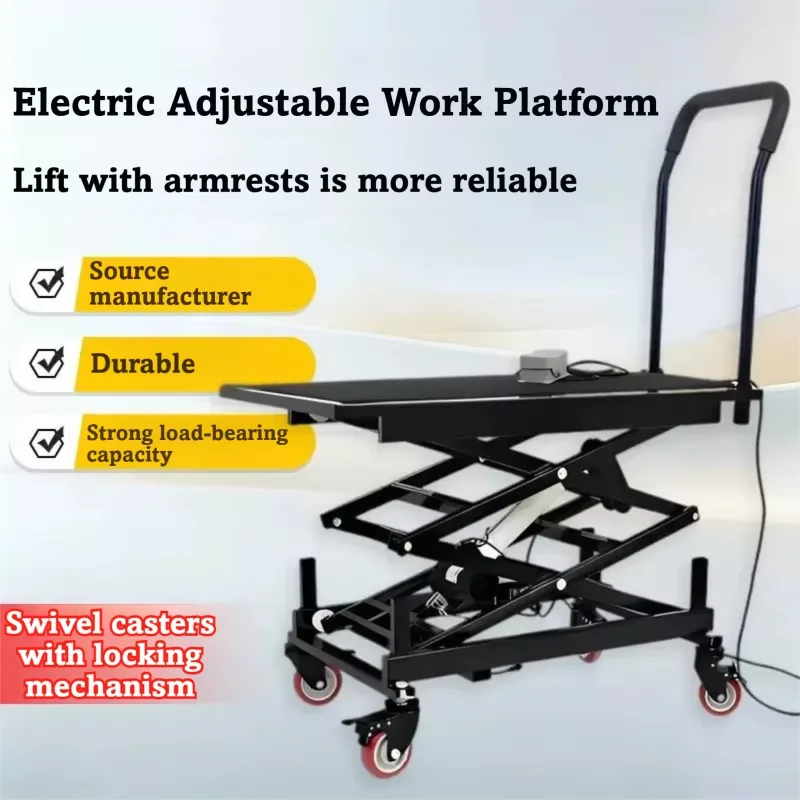 High Quality Electric Lift Stool with Armrests For Tile Lifting Folding Mobile Platform Workshop Use Adjustable Height Trolley