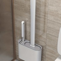 Wall Hanging Toilet Brush with Holder Handled Silicone Toilet Brush Decontamination Without Any Blind Spots WC Cleaning Tools