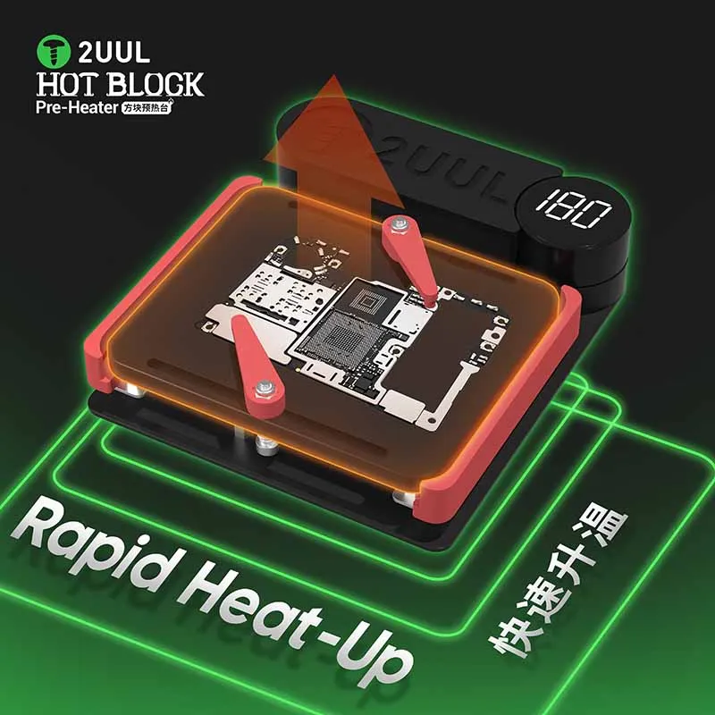 2UUL PH11 HOT-BLOCK Preheater for PCB Delamination Rebonding Rapid Heat-Up with Sliding Buckle Preheater